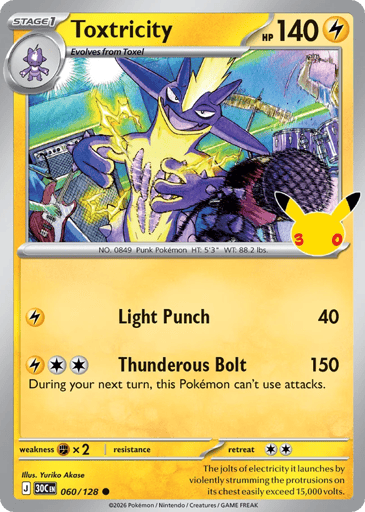 Toxtricity Pokemon card #60 from 30th Celebration