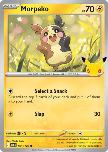 Morpeko Pokemon card #61 from 30th Celebration