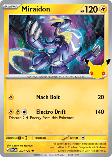 Miraidon Pokemon card #62 from 30th Celebration