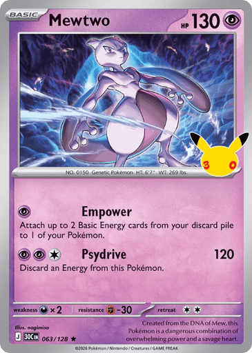 Mewtwo Pokemon card #63 from 30th Celebration