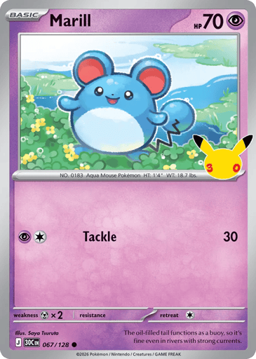 Marill Pokemon card #67 from 30th Celebration