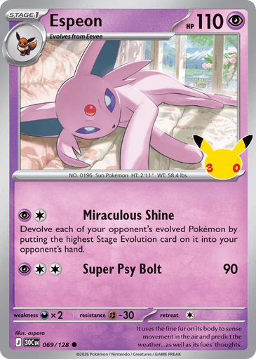 Espeon Pokemon card #69 from 30th Celebration