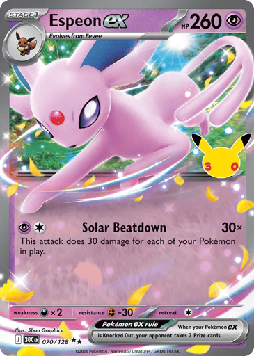 Espeon ex Pokemon card #70 from 30th Celebration