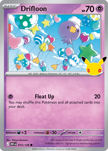 Drifloon Pokemon card #73 from 30th Celebration