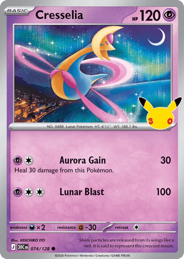 Cresselia Pokemon card #74 from 30th Celebration