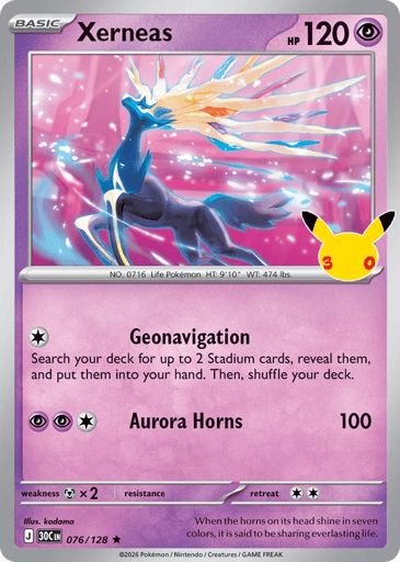 Xerneas Pokemon card #76 from 30th Celebration