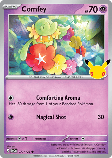 Comfey Pokemon card #77 from 30th Celebration