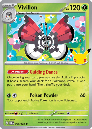 Vivillon Pokemon card #8 from 30th Celebration