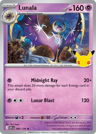 Lunala Pokemon card #80 from 30th Celebration