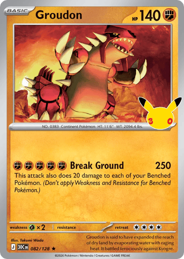 Groudon Pokemon card #82 from 30th Celebration