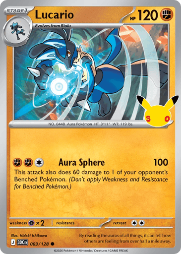 Lucario Pokemon card #83 from 30th Celebration