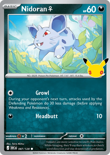 Nidoran ♀ Pokemon card #87 from 30th Celebration