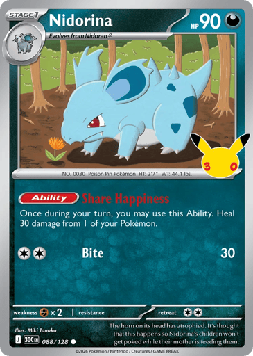Nidorina Pokemon card #88 from 30th Celebration