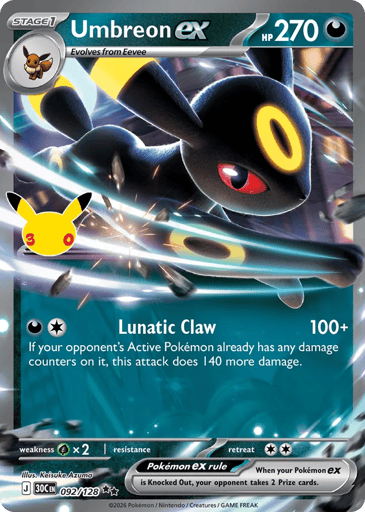 Umbreon ex Pokemon card #92 from 30th Celebration