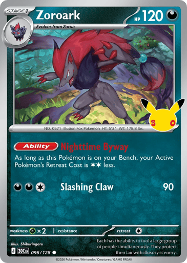 Zoroark Pokemon card #96 from 30th Celebration