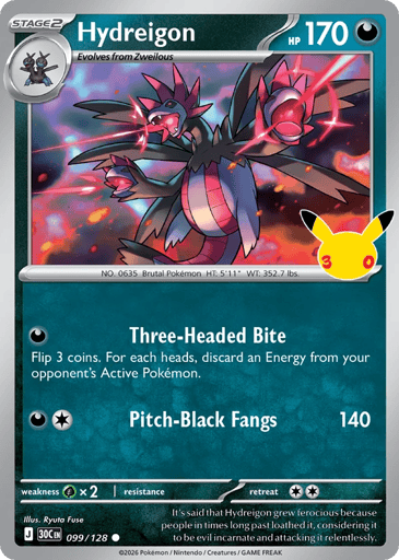 Hydreigon Pokemon card #99 from 30th Celebration