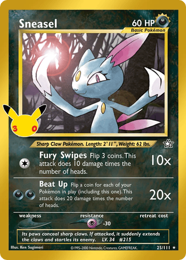 Sneasel Pokemon card #25 from 30th Celebration: Classic Collection