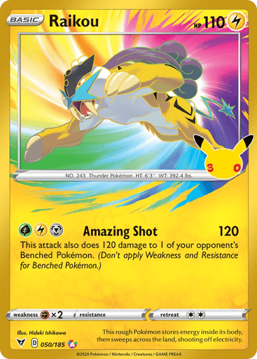 Raikou Pokemon card #50 from 30th Celebration: Classic Collection
