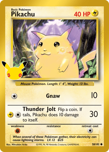 Pikachu Pokemon card #58 from 30th Celebration: Classic Collection