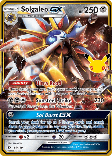 Solgaleo-GX Pokemon card #89 from 30th Celebration: Classic Collection